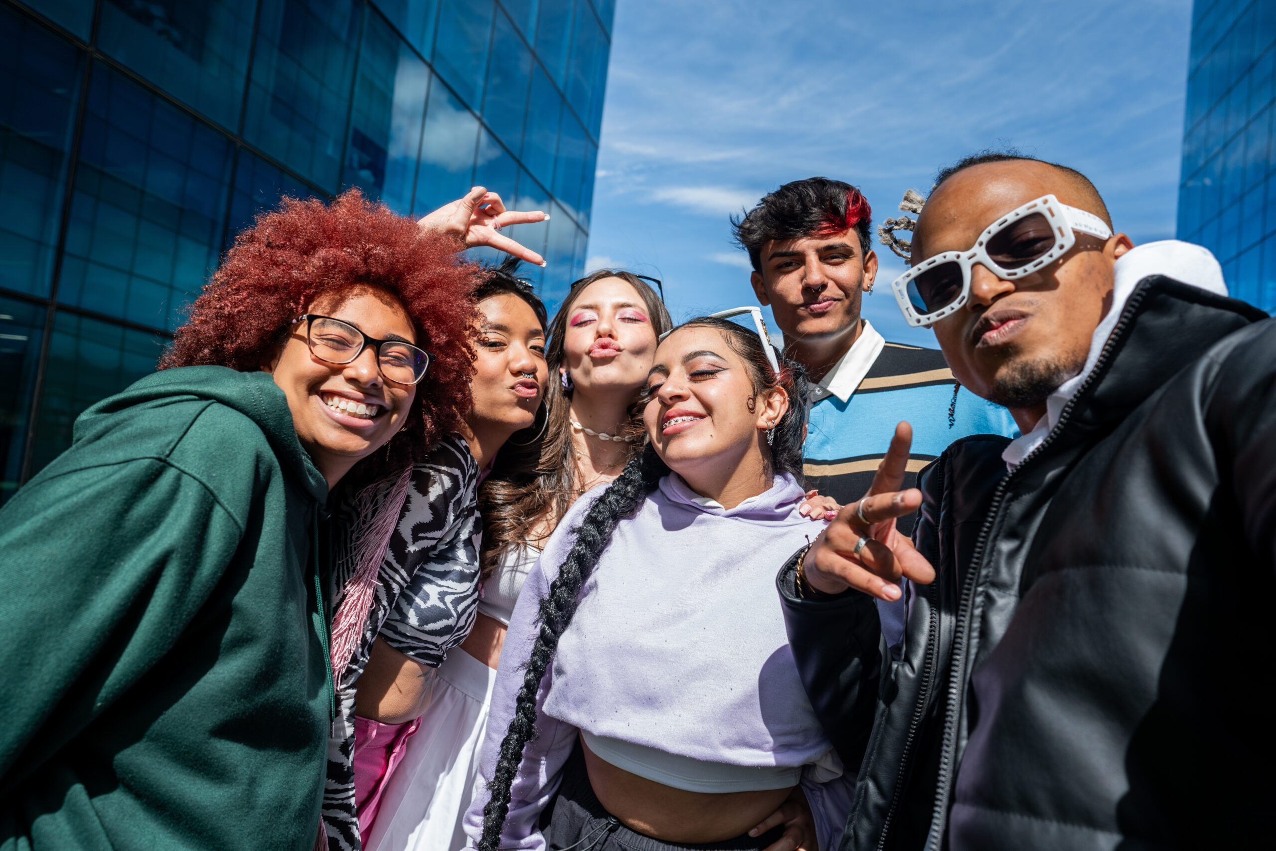 Friends taking a selfie - camera point of view
